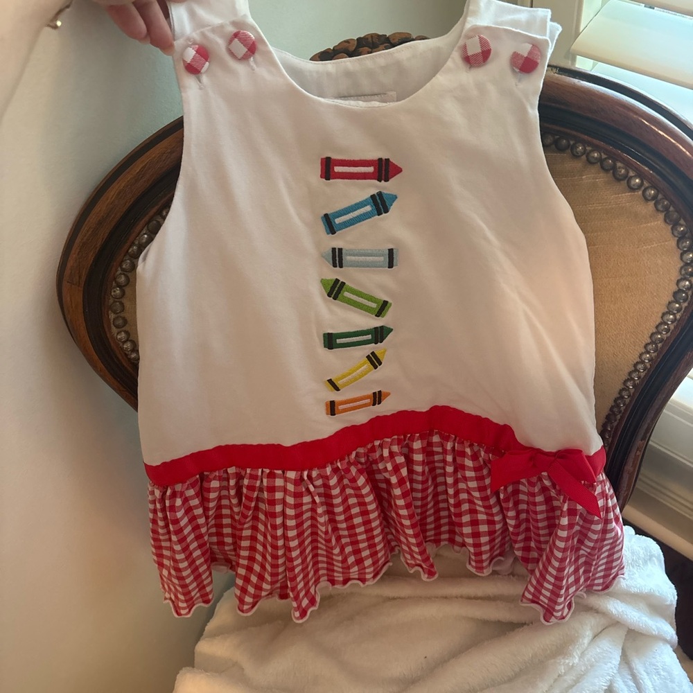 White and Red Gingham Blouse with Embroidered Details